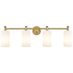 Crown Point 34" Wide 4-Light Brushed Brass Matte White Bath Light