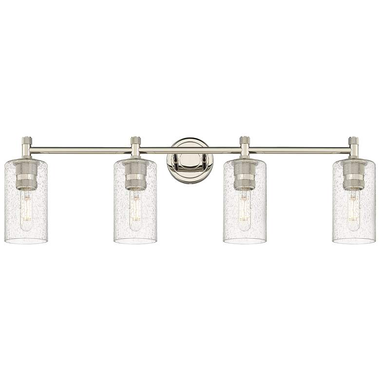 Image 1 Crown Point 34" Wide 4 Light Polished Nickel Bath Light With Seedy Sha