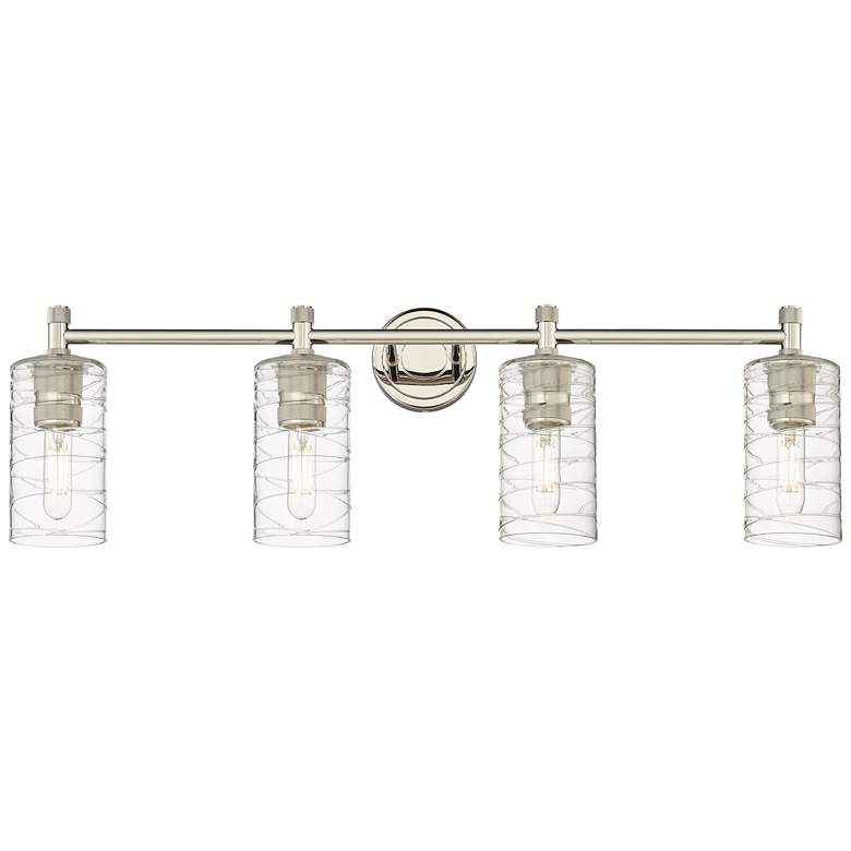 Image 1 Crown Point 34" Wide 4 Light Polished Nickel Bath Light With Swirl Sha