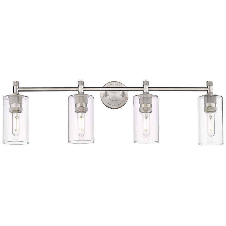 Image 1 Crown Point 34" Wide 4 Light Satin Nickel Bath Light With Clear Shade