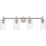 Crown Point 34" Wide 4 Light Satin Nickel Bath Light With Clear Shade