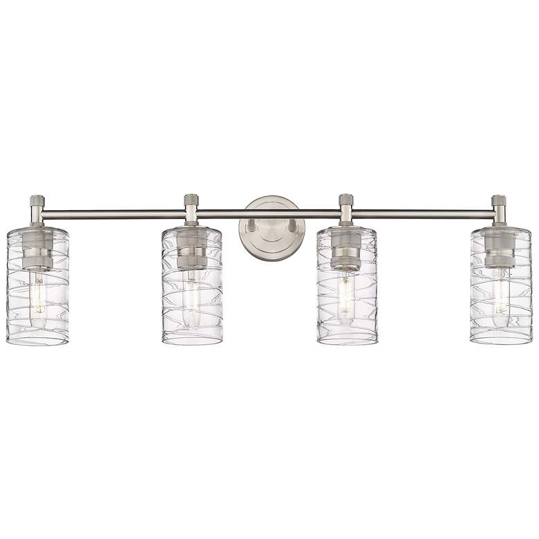 Image 1 Crown Point 34" Wide 4 Light Satin Nickel Bath Light With Deco Swirl S