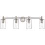 Crown Point 34" Wide 4 Light Satin Nickel Bath Light With Seedy Shade