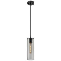 Crown Point 4 1/2"W Matte Black Mini Pendant w/ Smoke Glass