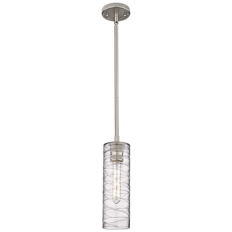 Image 1 Crown Point 4 1/2"W Nickel Mini Pendant w/ Deco Swirl Shade