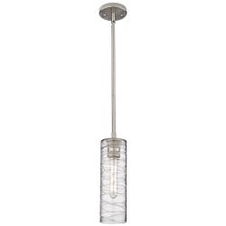 Crown Point 4 1/2"W Nickel Mini Pendant w/ Deco Swirl Shade