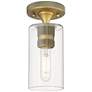 Crown Point 4" Wide Brushed Brass Flush Mount with Clear Shade