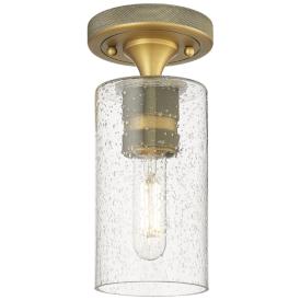 Crown Point 4" Wide Brushed Brass Flush Mount with Seedy Shade Crown Point 4" Wide Brushed Brass Flush Mount with Seedy Shade