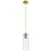 Crown Point 4" Wide Cord Hung Brushed Brass Pendant With Clear Shade