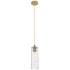 Crown Point 4" Wide Cord Hung Brushed Brass Pendant With Deco Swirl Sh