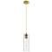 Crown Point 4" Wide Cord Hung Brushed Brass Pendant With Seedy Shade