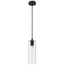 Crown Point 4" Wide Cord Hung Matte Black Pendant With Clear Shade