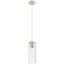 Crown Point 4" Wide Cord Hung Polished Nickel Pendant With Clear Shade