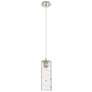 Crown Point 4" Wide Cord Hung Polished Nickel Pendant With Deco Swirl 