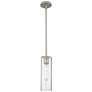 Crown Point 4" Wide Cord Hung Polished Nickel Pendant With Seedy Shade