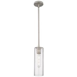 Crown Point 4&quot; Wide Cord Hung Polished Nickel Pendant With Seedy Shade