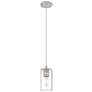 Crown Point 4" Wide Cord Hung Polished Nickel Pendant With Seedy Shade