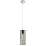 Crown Point 4" Wide Cord Hung Polished Nickel Pendant With Smoke Shade