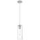 Crown Point 4" Wide Cord Hung Satin Nickel Pendant With Clear Shade