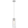 Crown Point 4" Wide Cord Hung Satin Nickel Pendant With Deco Swirl Sha