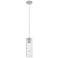 Crown Point 4" Wide Cord Hung Satin Nickel Pendant With Deco Swirl Sha