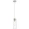 Crown Point 4" Wide Cord Hung Satin Nickel Pendant With Seedy Shade