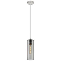 Crown Point 4&quot; Wide Cord Hung Satin Nickel Pendant With Smoke Shade
