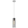 Crown Point 4" Wide Cord Hung Satin Nickel Pendant With Smoke Shade