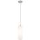 Crown Point 4" Wide Cord Hung Satin Nickel Pendant With White Shade