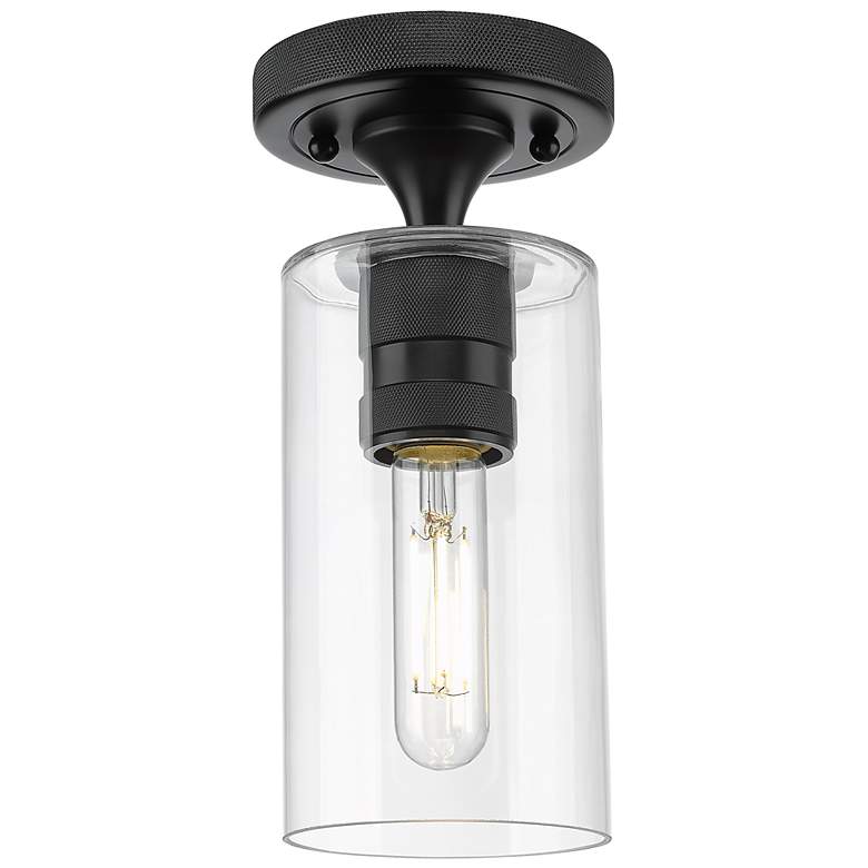 Image 1 Crown Point 4" Wide Matte Black Flush Mount with Clear Shade