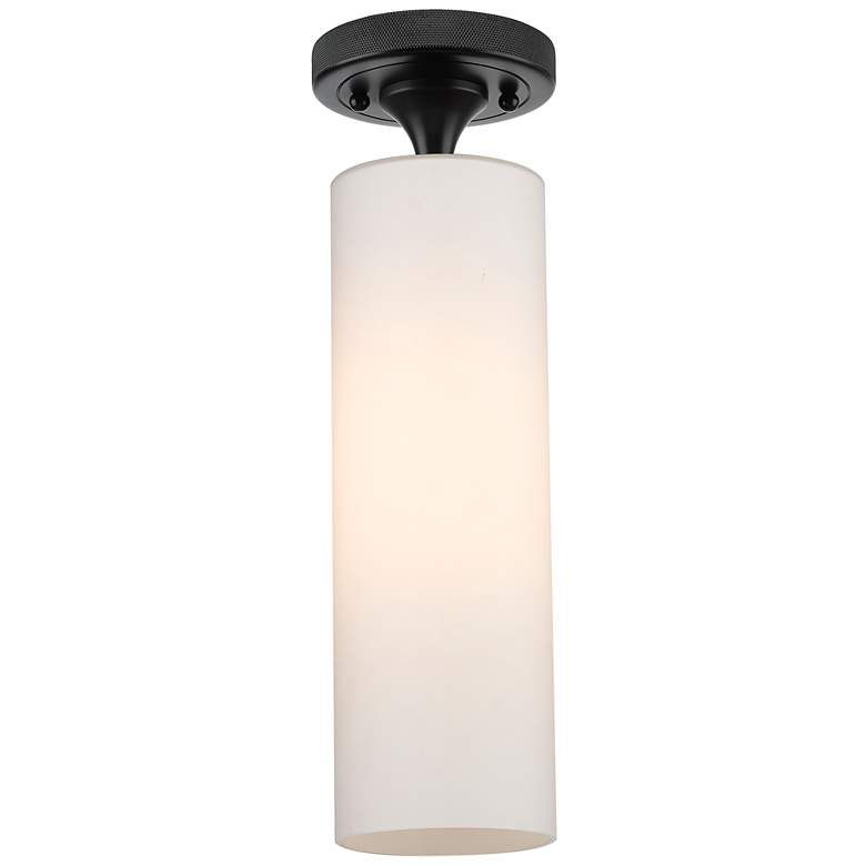 Image 1 Crown Point 4" Wide Matte Black Flush Mount with White Shade