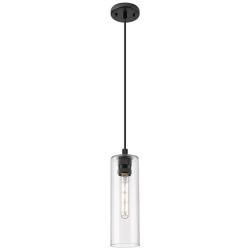 Crown Point 4" Wide Matte Black Mini Pendant w/ Clear Glass