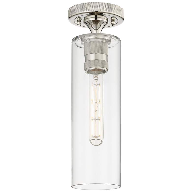 Image 1 Crown Point 4" Wide Polished Nickel Flush Mount with Clear Shade