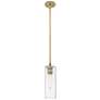 Crown Point 4" Wide Stem Hung Brushed Brass Pendant With Clear Shade