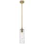 Crown Point 4" Wide Stem Hung Brushed Brass Pendant With Deco Swirl Sh