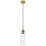 Crown Point 4" Wide Stem Hung Brushed Brass Pendant With Seedy Shade
