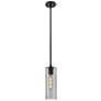 Crown Point 4" Wide Stem Hung Matte Black Pendant With Smoke Shade