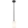 Crown Point 4" Wide Stem Hung Matte Black Pendant With White Shade