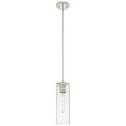 Crown Point 4" Wide Stem Hung Polished Nickel Pendant With Clear Shade