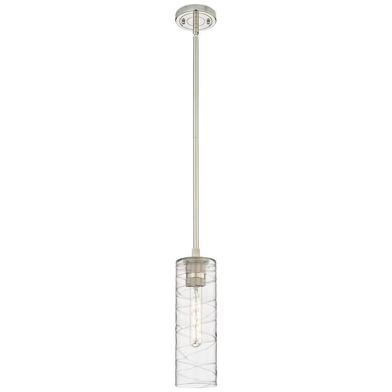 Image 1 Crown Point 4" Wide Stem Hung Polished Nickel Pendant With Deco Swirl