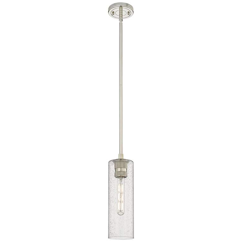 Image 1 Crown Point 4" Wide Stem Hung Polished Nickel Pendant With Seedy Shade