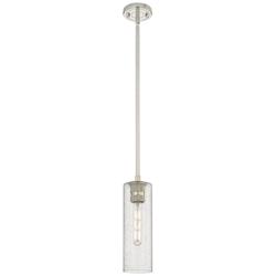 Crown Point 4" Wide Stem Hung Polished Nickel Pendant With Seedy Shade