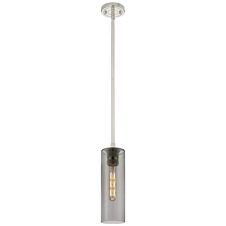 Image 1 Crown Point 4 inch Wide Stem Hung Polished Nickel Pendant With Smoke Shade