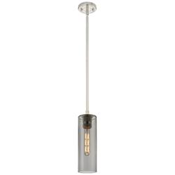 Crown Point 4" Wide Stem Hung Polished Nickel Pendant With Smoke Shade