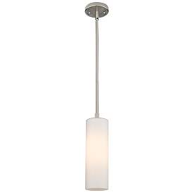 Image1 of Crown Point 4" Wide Stem Hung Satin Nickel Pendant With White Shade
