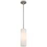 Crown Point 4" Wide Stem Hung Satin Nickel Pendant With White Shade