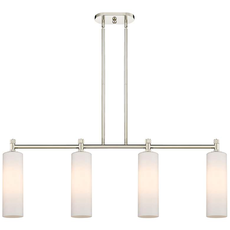 Image 1 Crown Point 43.7"W 4 Light Polished Nickel Stem Island Light w/ White