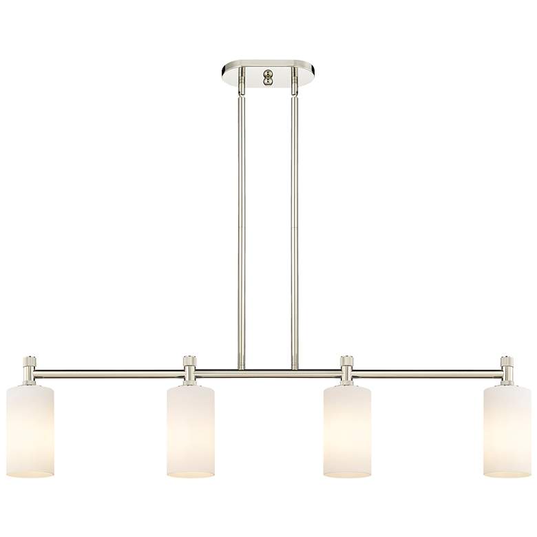 Image 1 Crown Point 43.7"W 4 Light Polished Nickel Stem Island Light w/ White