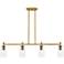 Crown Point 43.75"W 4 Light Brushed Brass Stem Island Light w/ Clear S
