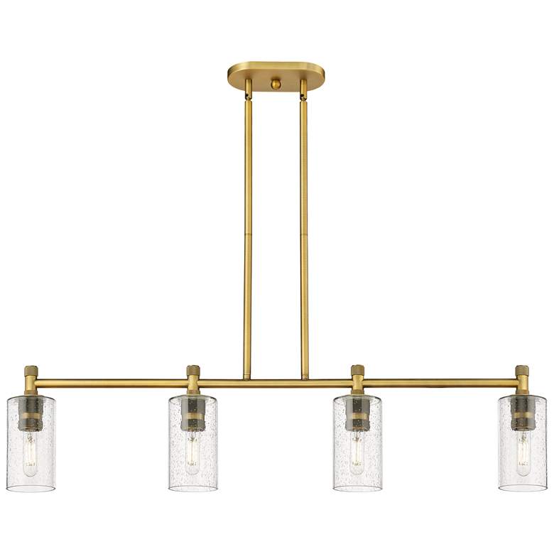 Image 1 Crown Point 43.75"W 4 Light Brushed Brass Stem Island Light w/ Seedy S